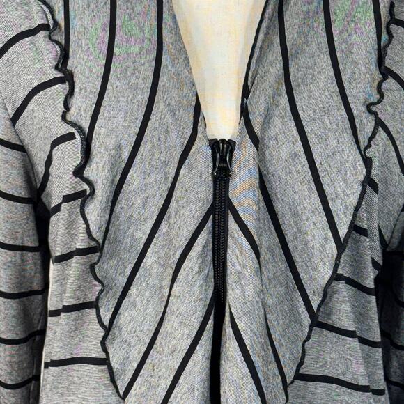 Christopher & Banks Large Jacket Zip-Up Striped Hooded Lightweight Long Sleeves - Picture 2 of 9